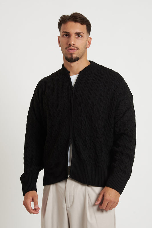 Cardigan in lana con zip