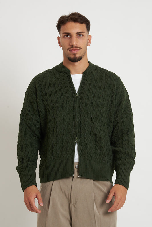 Cardigan in lana con zip