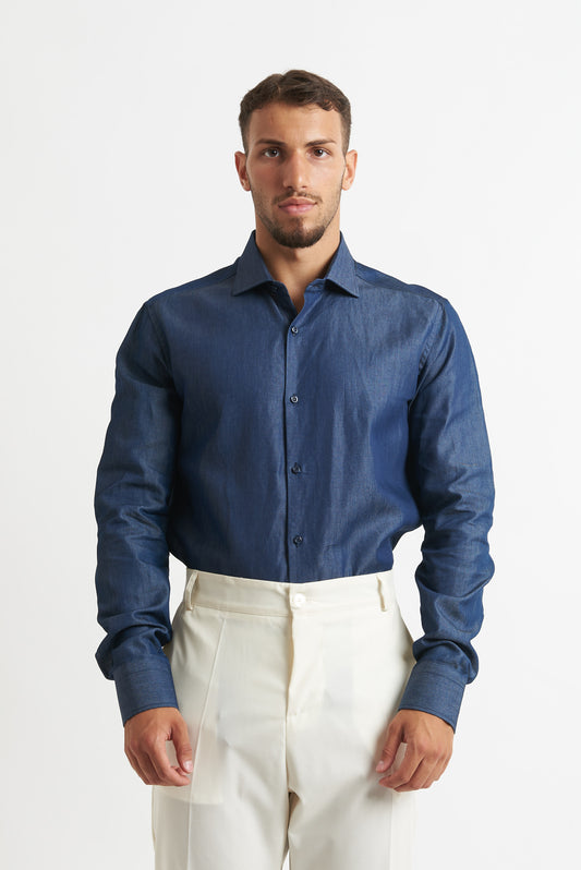 Camicia regular chambray