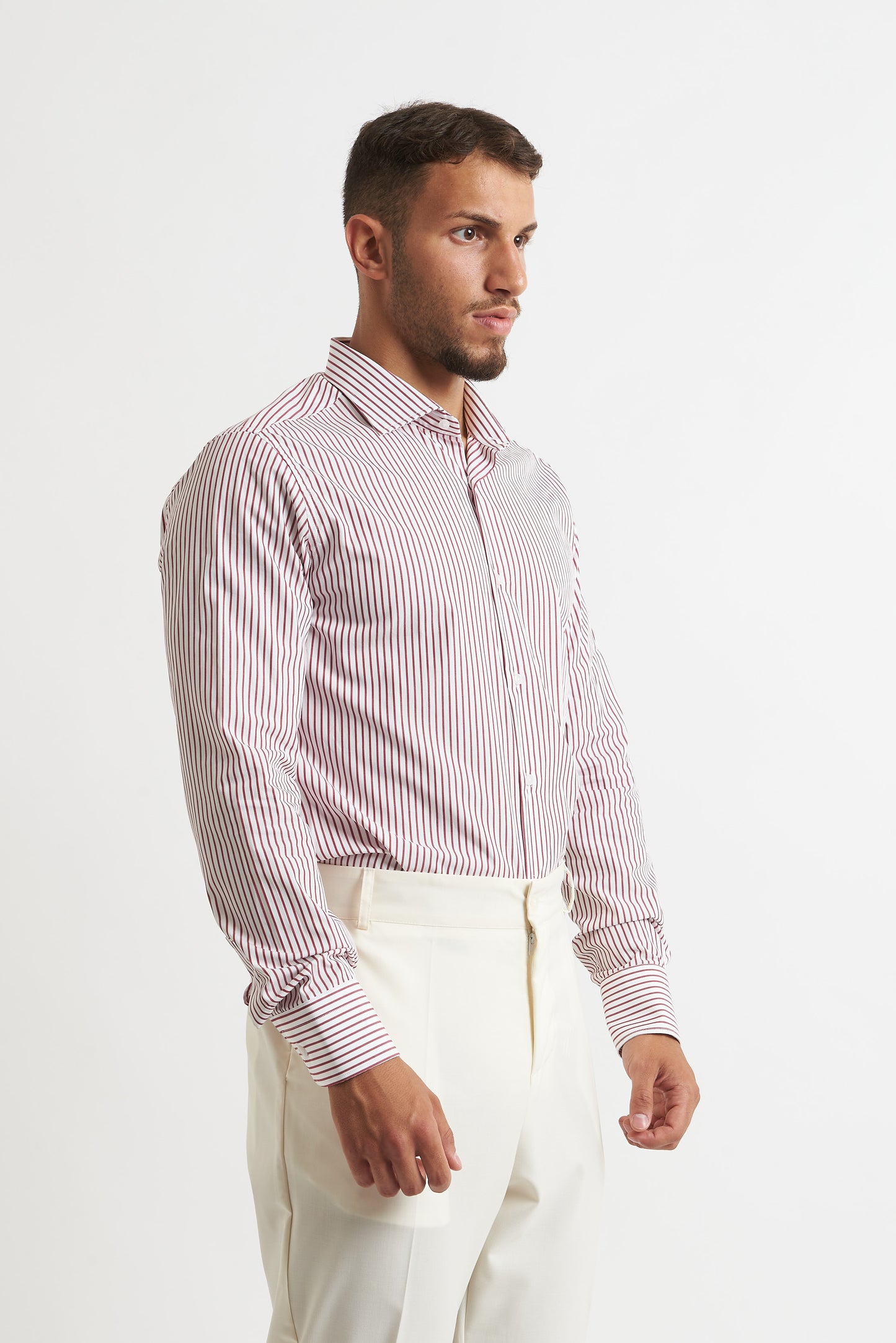 Camicia a righe bordo e bianco