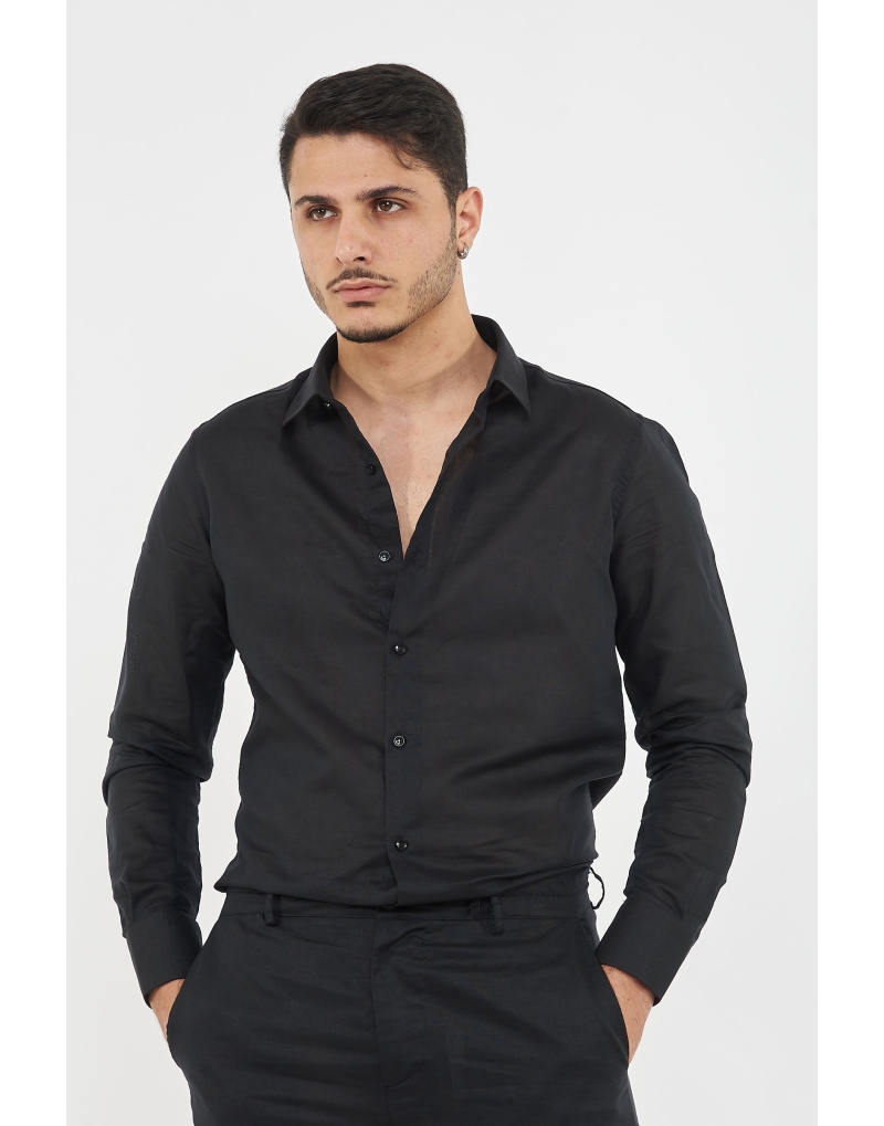 camicia regular misto lino...