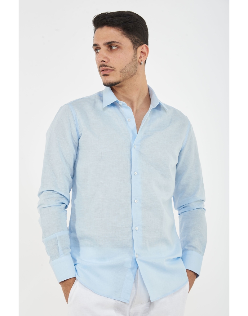 camicia regular misto lino...