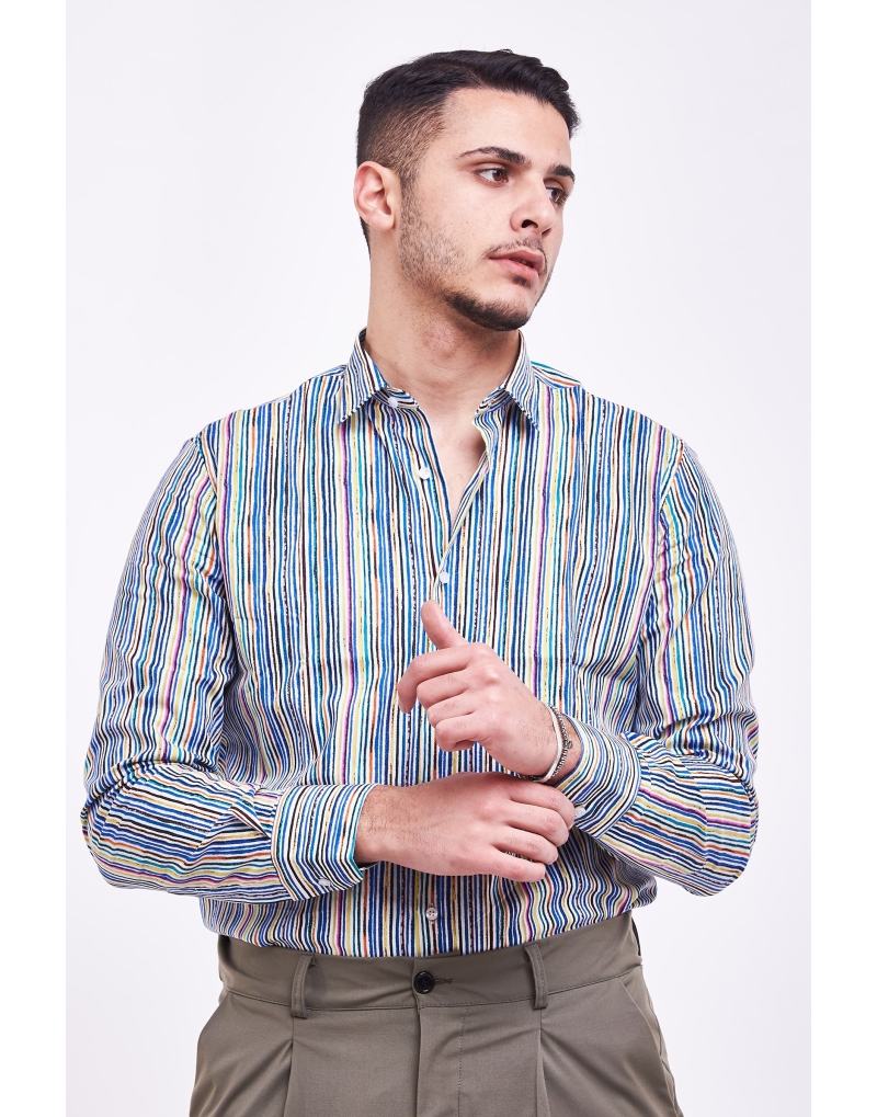 camicia regular fantasia verde