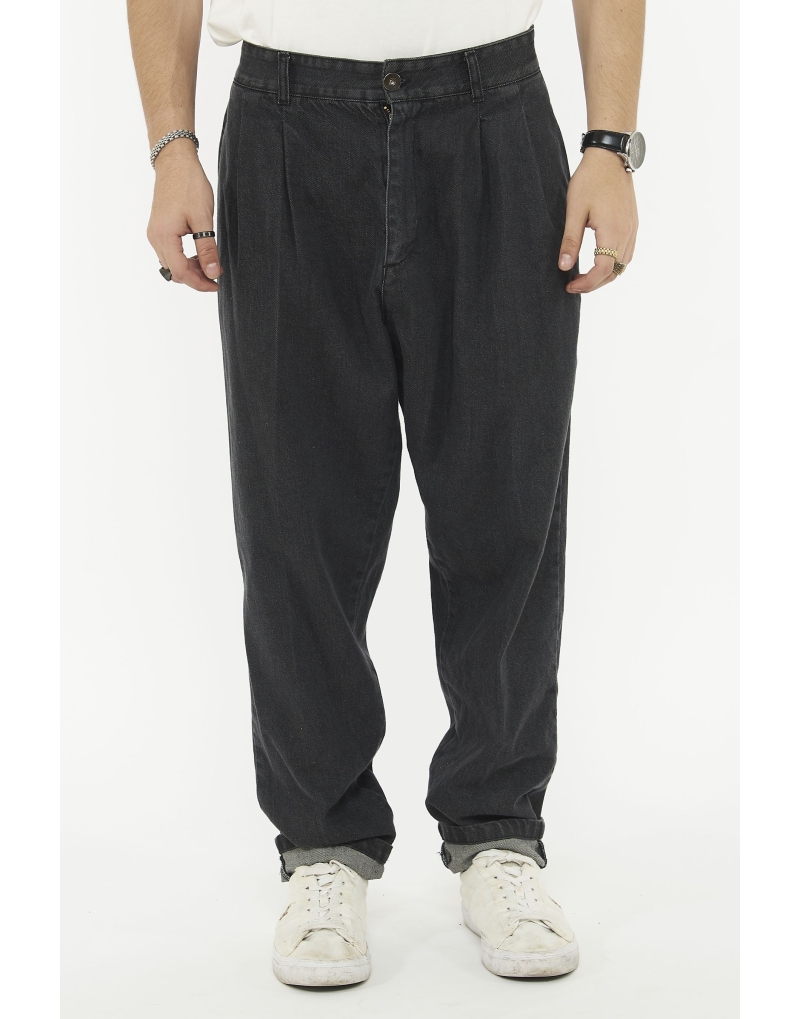Jeans vita alta con pence...