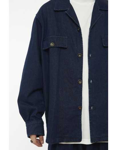 Giubbino oversize denim blu