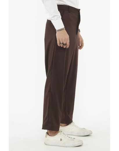 Pantalone vita alta lana moro