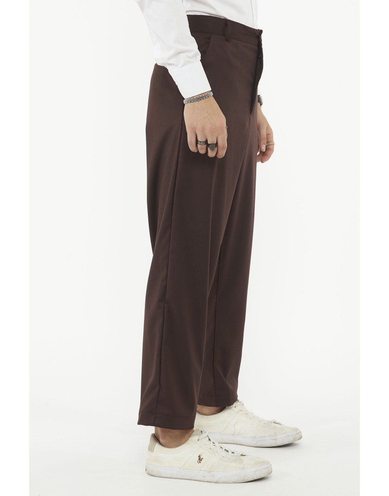 Pantalone vita alta lana moro