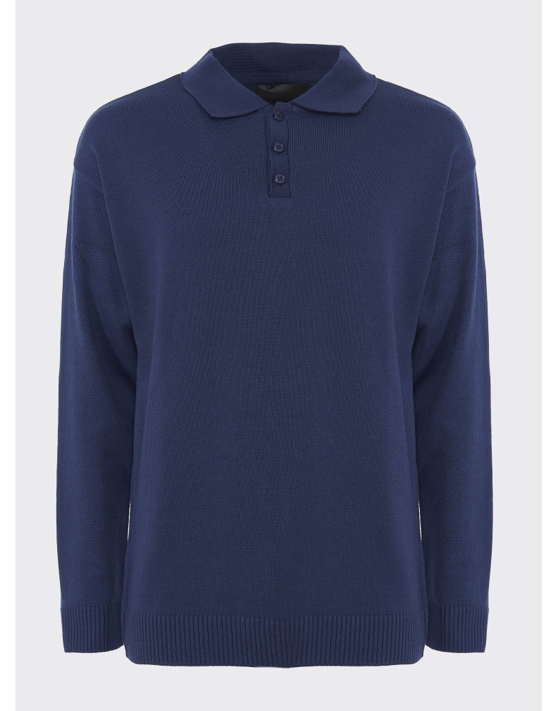 Polo in lana rasata blu