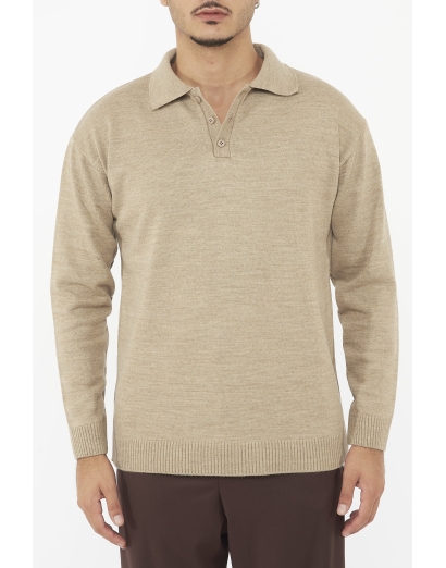 Polo in lana rasata beige
