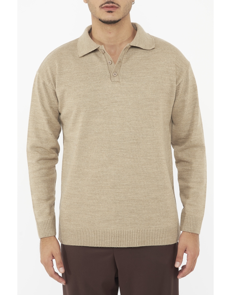 Polo in lana rasata beige
