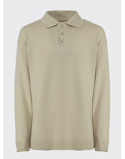 Polo in lana rasata beige
