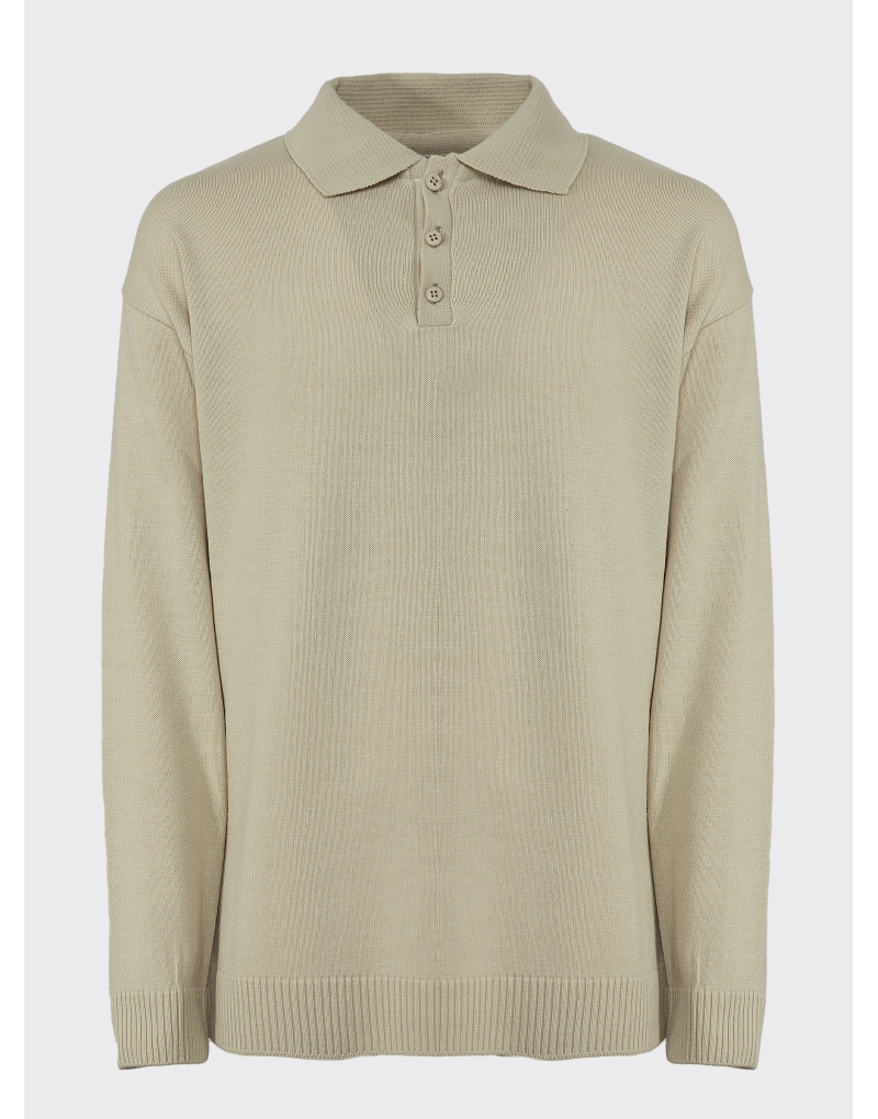 Polo in lana rasata beige