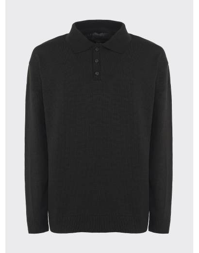 Polo in lana rasata nero