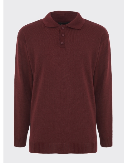 Polo in lana rasata bordo'