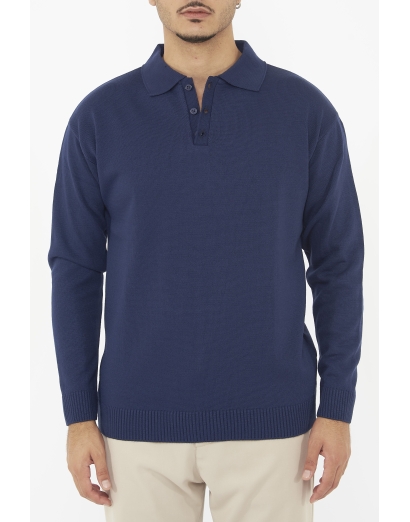 Polo in lana rasata blu
