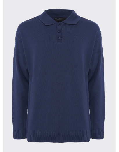 Polo in lana rasata blu