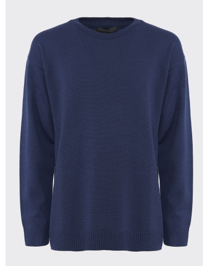 Maglione girocollo rasato blu