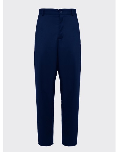 Pantalone vita alta lana blu