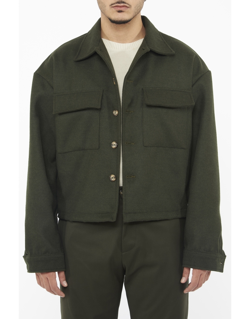 Cappotto cropped in panno...