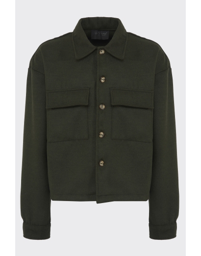 Cappotto cropped in panno...