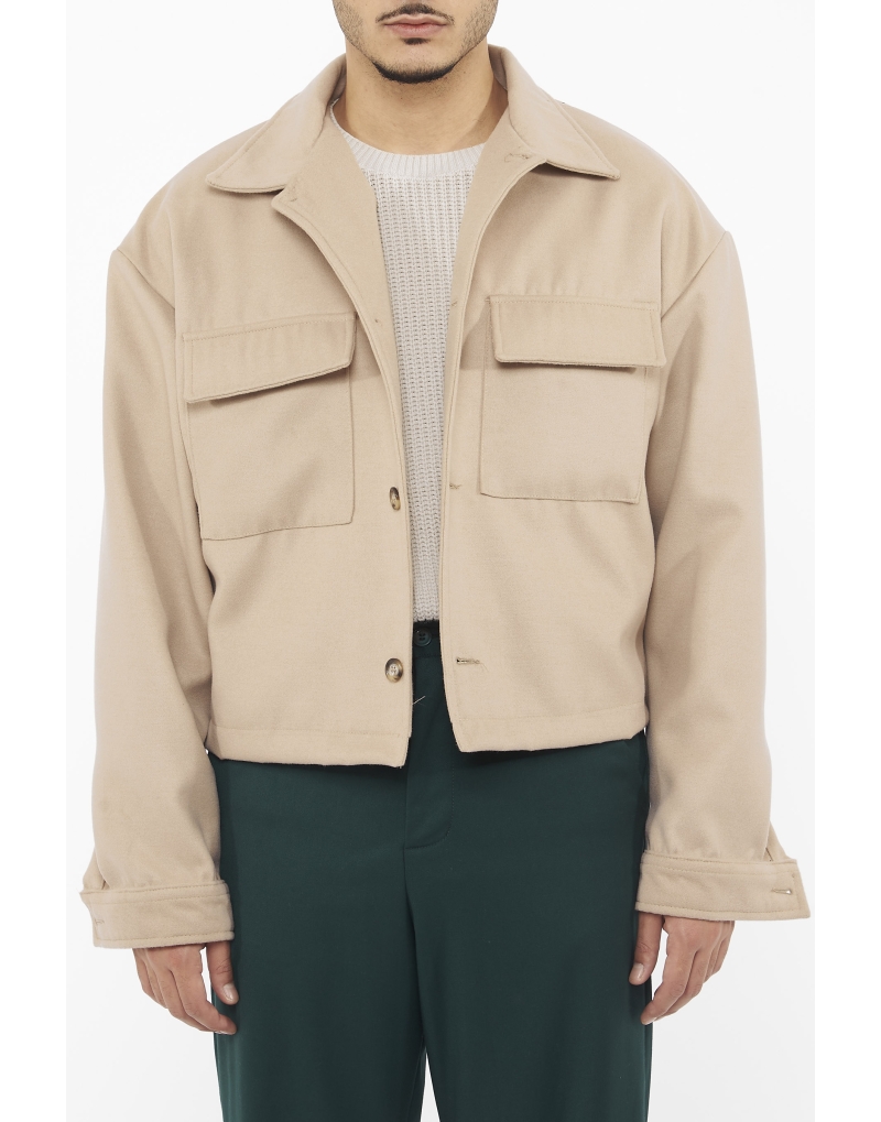 Cappotto cropped in panno...