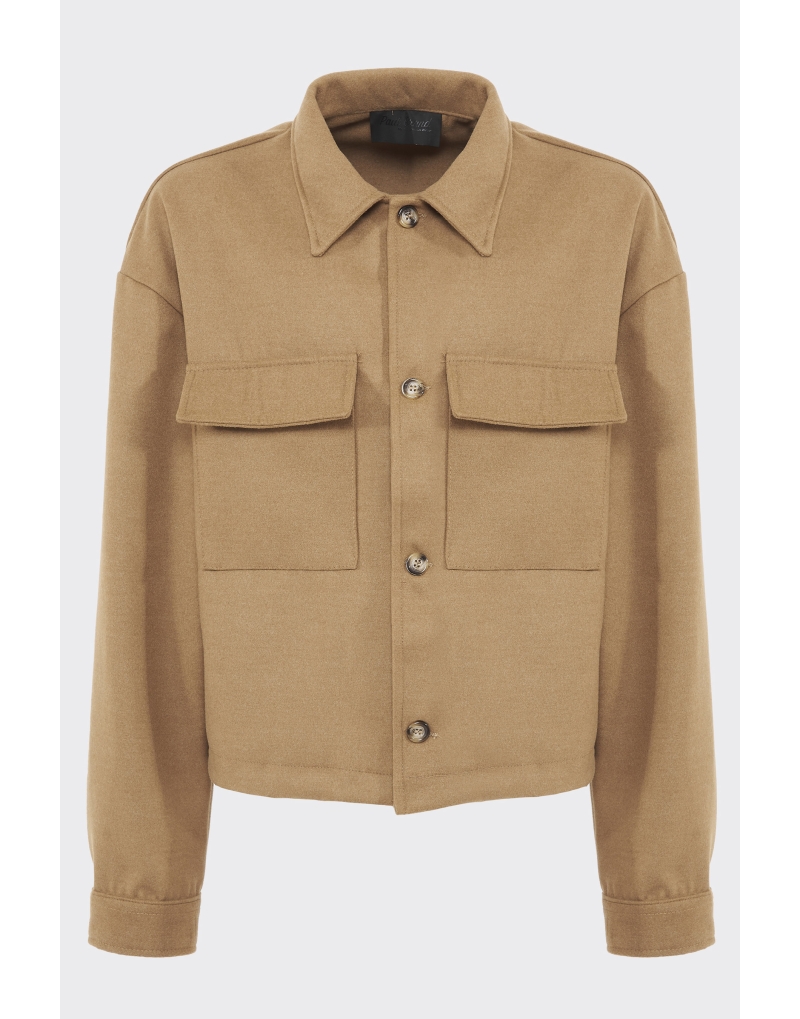 Cappotto cropped in panno...