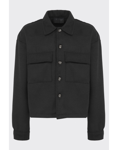 Cappotto cropped in panno nero