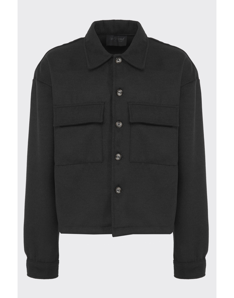 Cappotto cropped in panno nero