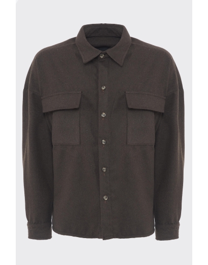 Camicia misto lana cropped...