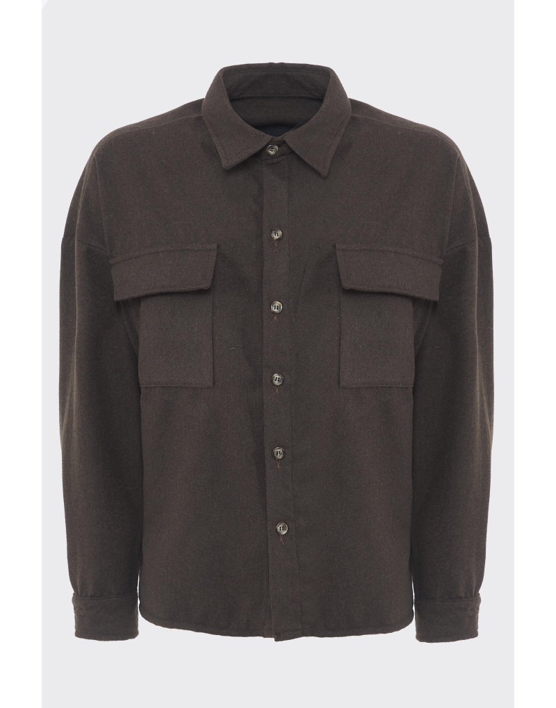 Camicia misto lana cropped...