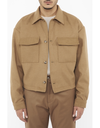 Cappotto cropped in panno...