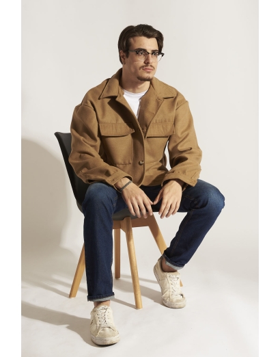 Cappotto cropped in panno...