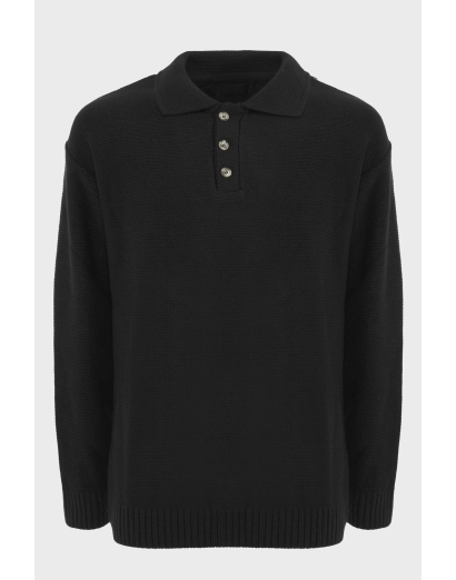 Polo in lana pesante nero