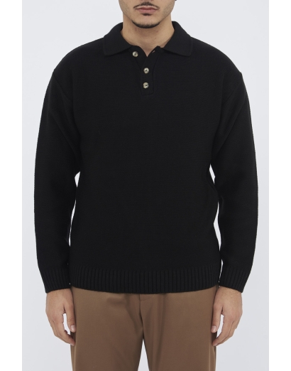 Polo in lana pesante nero