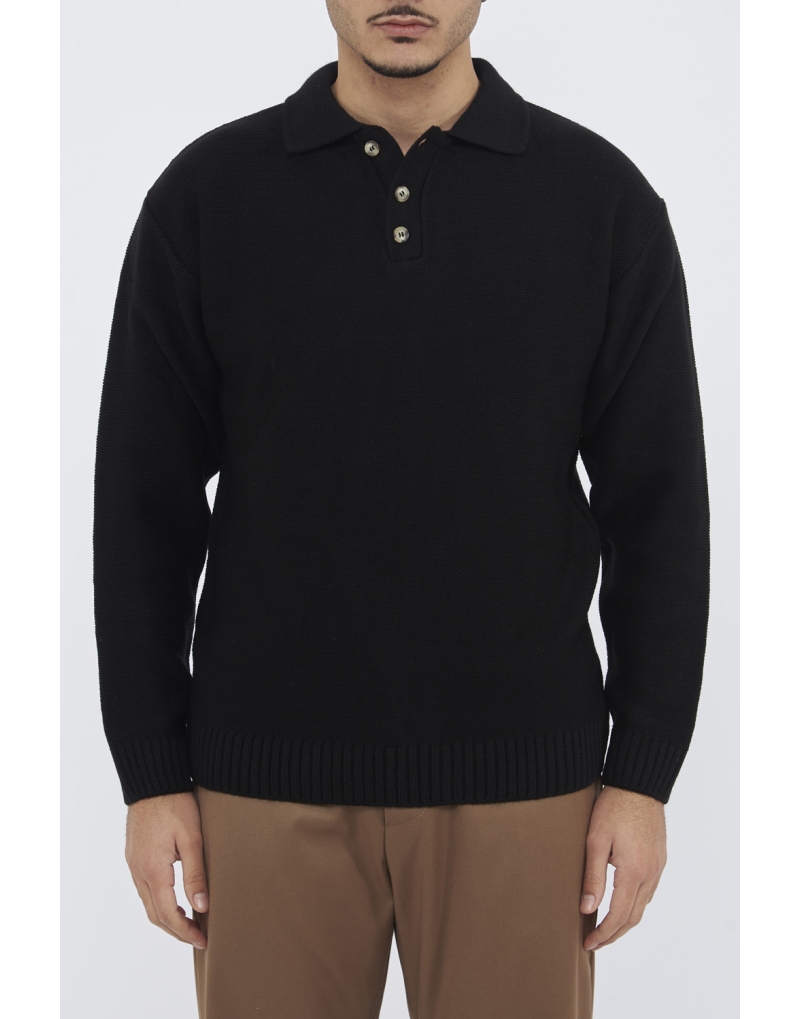 Polo in lana pesante nero
