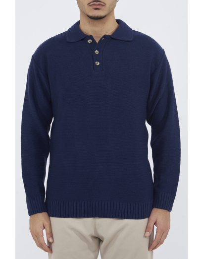 Polo in lana pesante blu