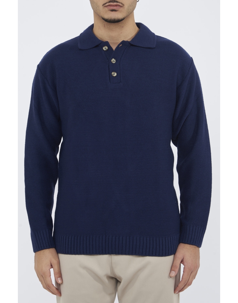 Polo in lana pesante blu