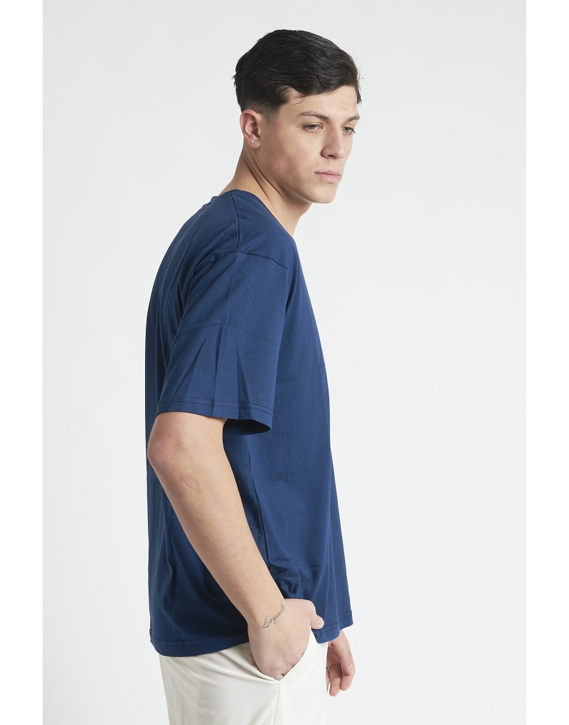 T shirt cropped scollo a V blu
