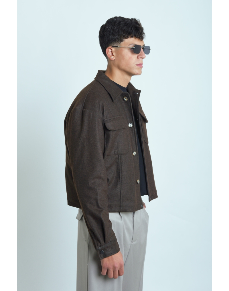 Cappotto cropped in panno...