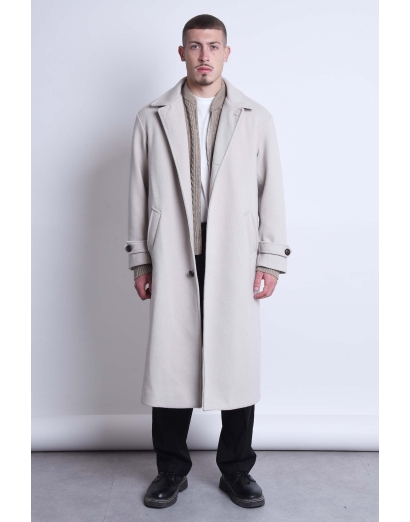 Cappotto lungo panno avorio