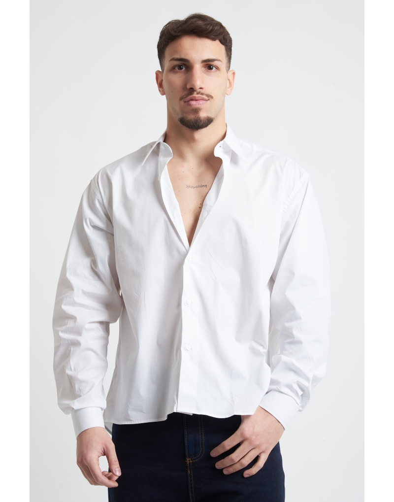 Camicia cropped in cotone