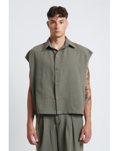 Camicia giro manica in lino...