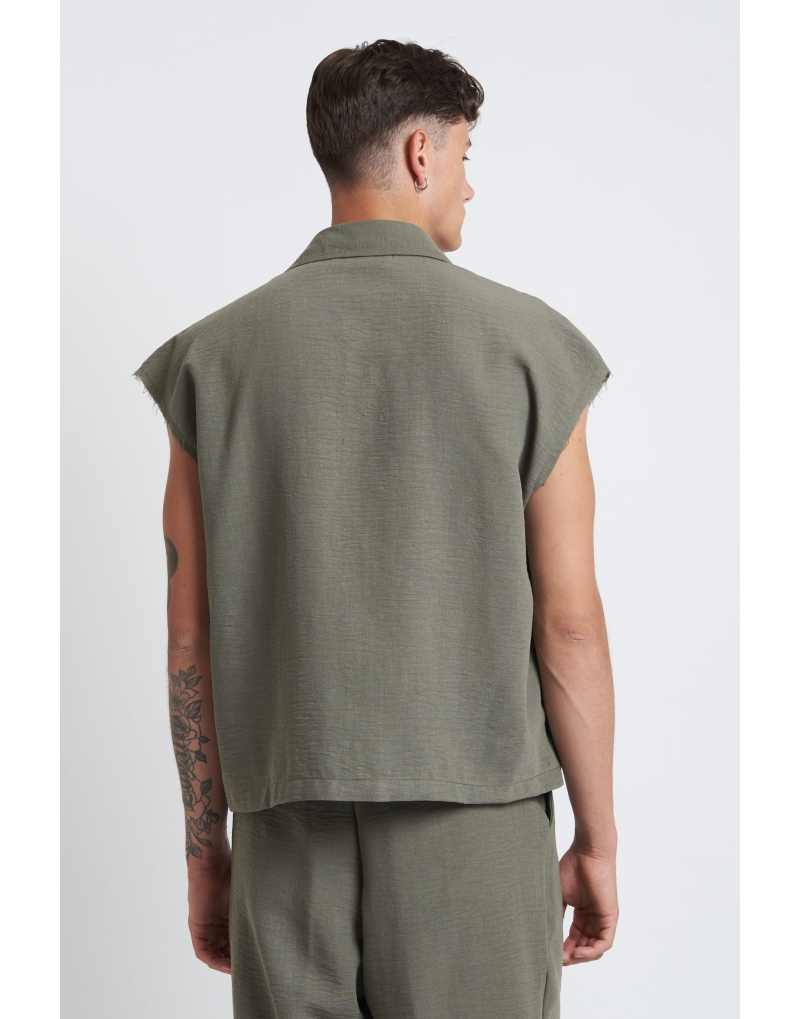 Camicia giro manica in lino...