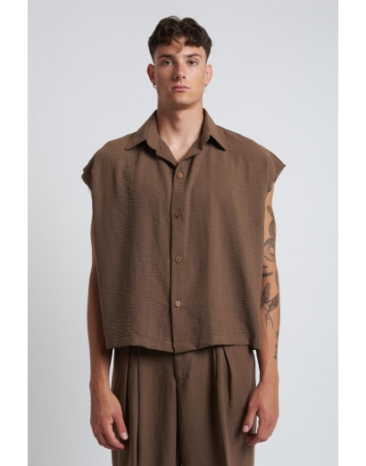 Camicia giro manica in lino...