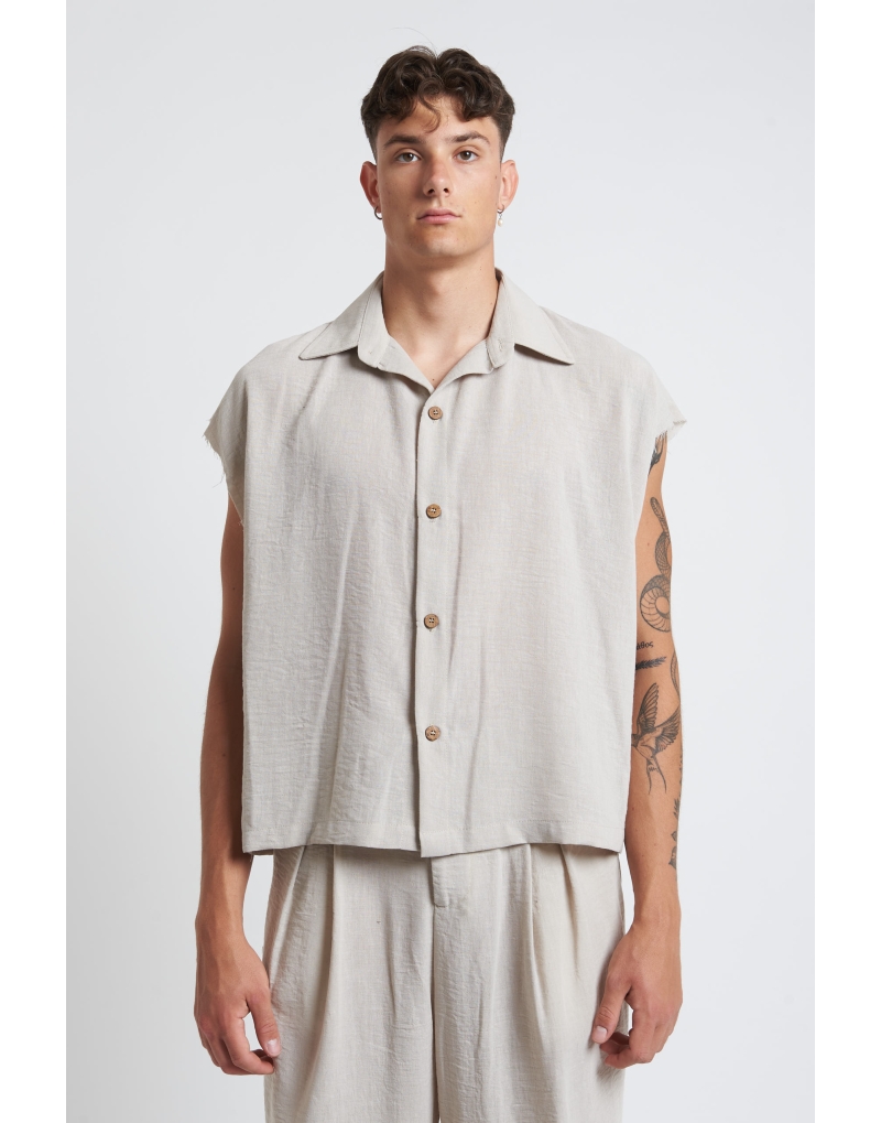 Camicia giro manica in lino...