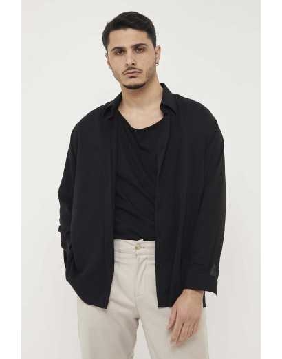 Camicia oversize viscosa nero