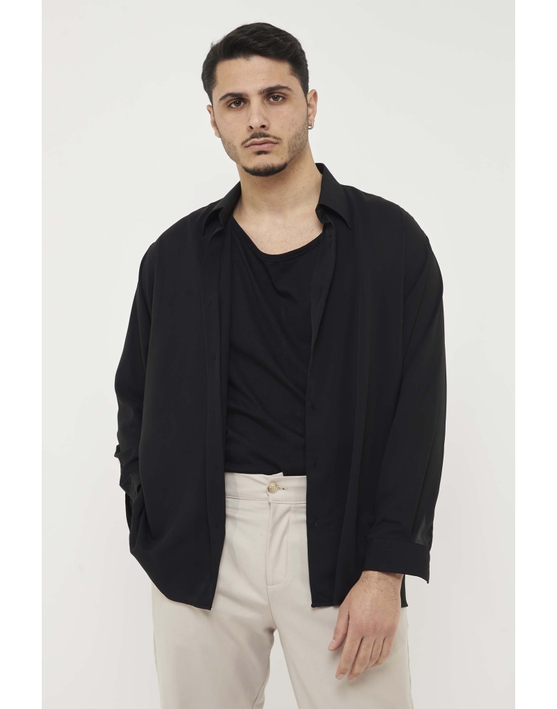 Camicia oversize viscosa nero