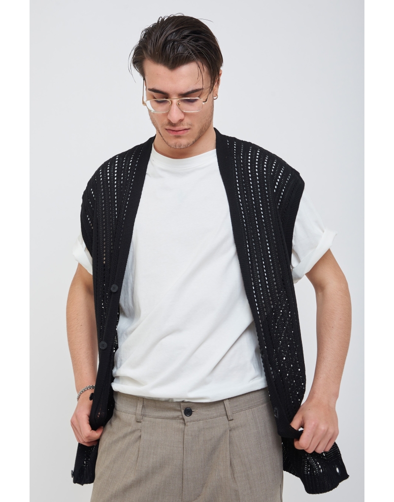 Cardigan in filo giromanica...