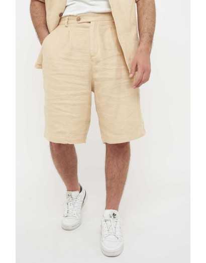 Bermuda vita alta canapa beige