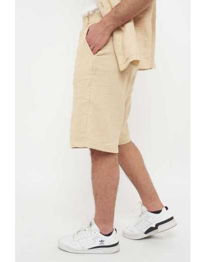 Bermuda vita alta canapa beige